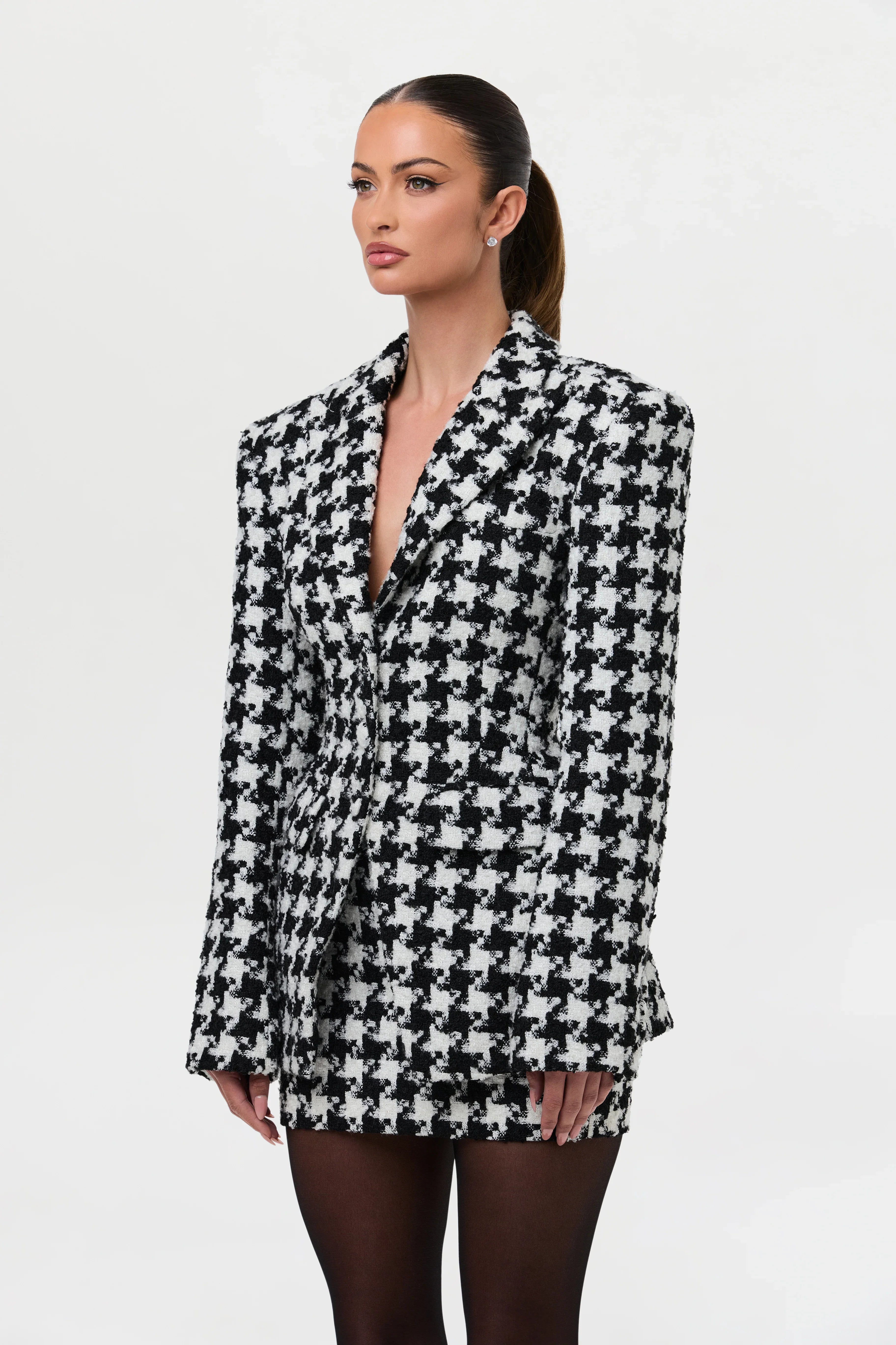 Tweed Houndstooth Mini Skirt