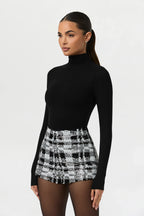Sequin Plaid Hot Pants