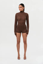 Velvet Mesh Chevron Hot Pants