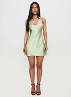 Mysteria Halter Mini Dress Green