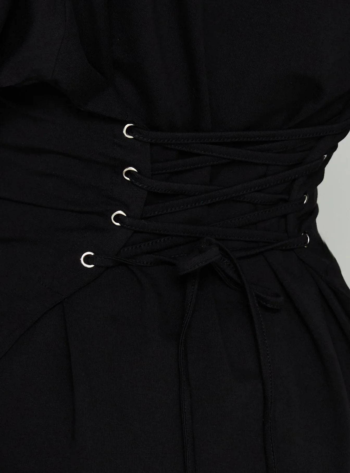 Enzia Raglan Lace Up Mini Dress Black