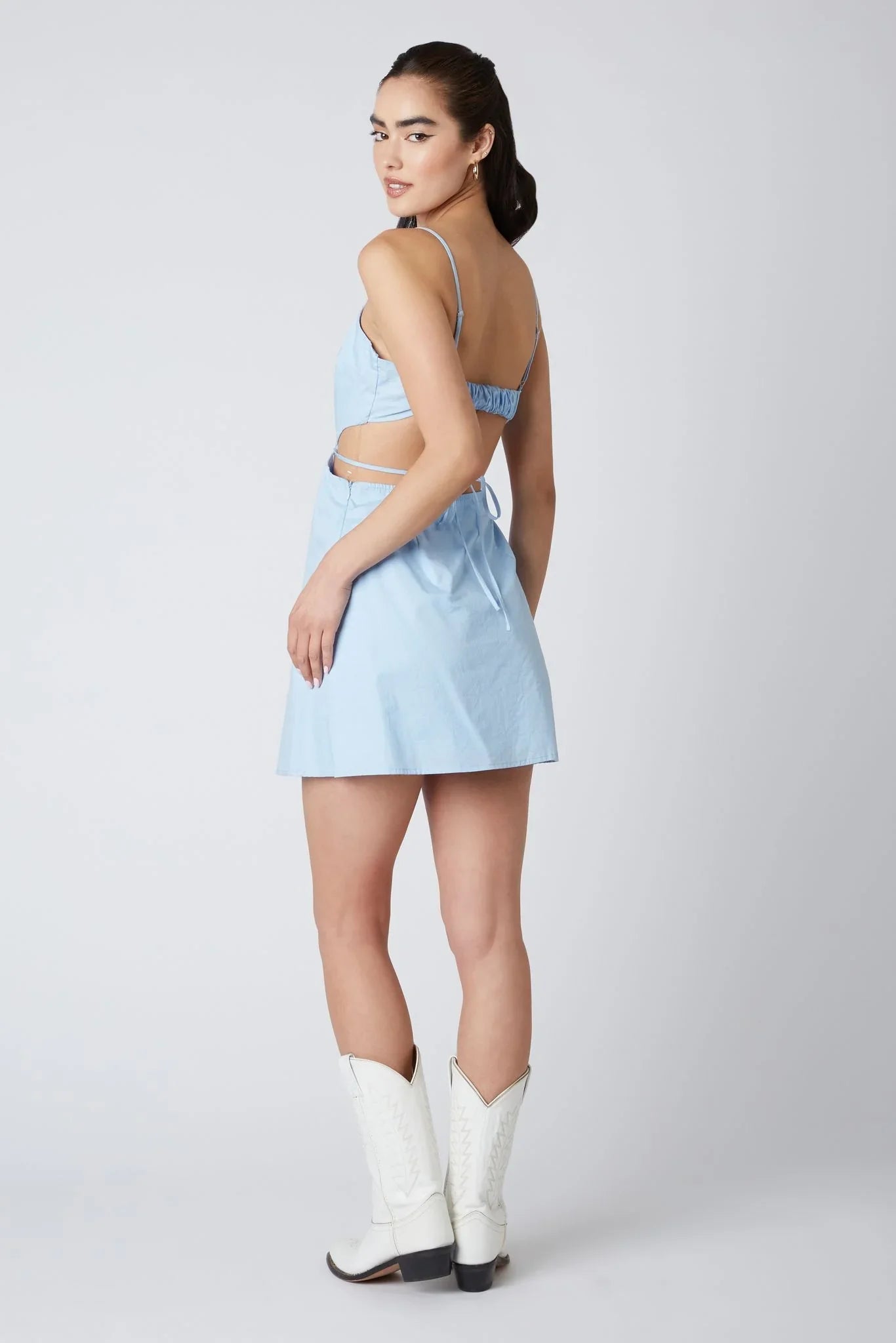 Poplin Cut Out Mini Dress