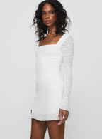 Lanchester Long Sleeve Mini Dress White