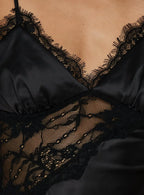 Raines Asymmetrical Lace Mini Dress Black
