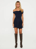 Body Heat Cowl Mini Dress Navy