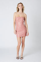 Strapless Faux Leather Mini Dress