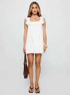 Alicen Frill Mini Dress White