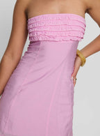 Ria Strapless Frill Mini Dress Pink
