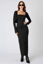 Long Sleeve Square Neck Maxi Dress