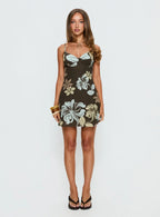 Jaye Mini Dress Brown / Blue Floral