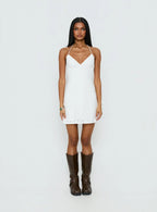 Summer Cider Embroidered Mini Dress White