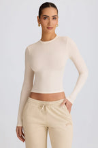 Ribbed Modal Long-Sleeve Top in Ecru