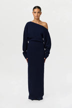 Knit Off-Shoulder Sweater Maxi Dress
