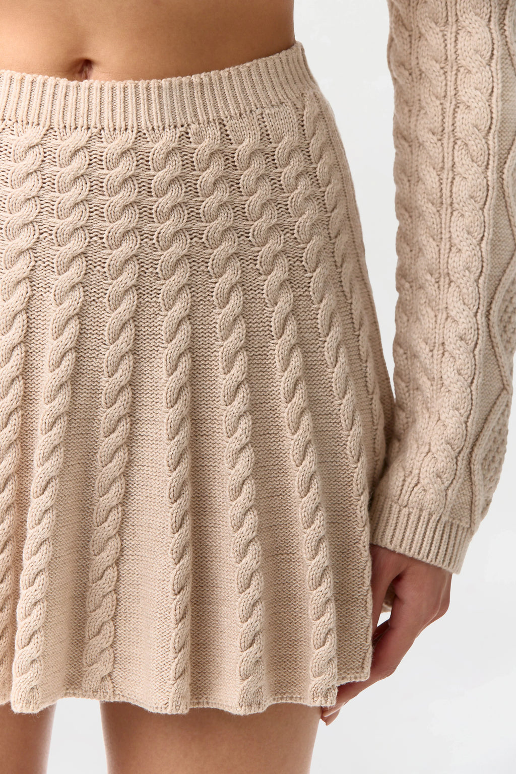 Cable Knit Pleated Mini Skirt