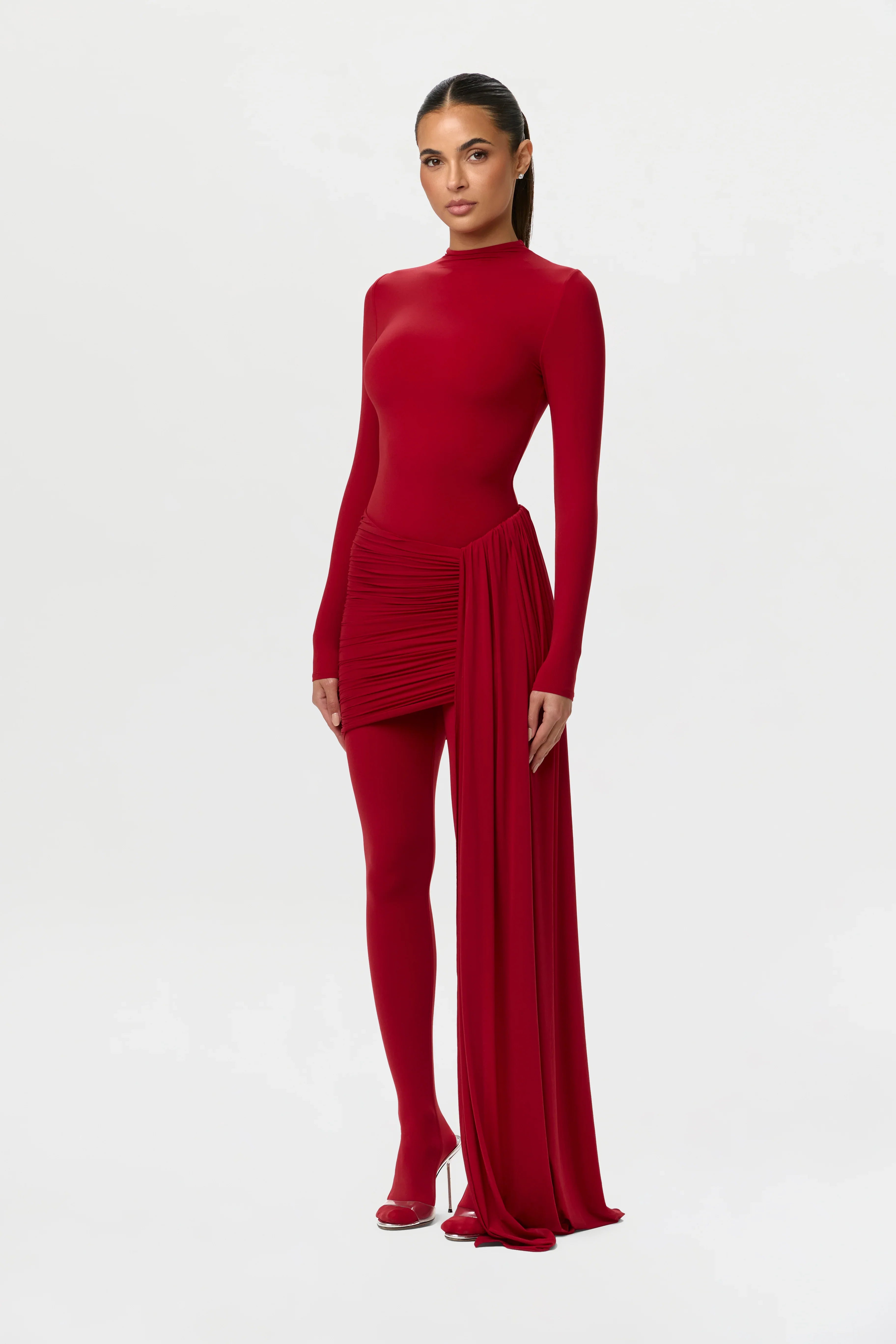 Naked Ruched Drape Mini Skirt