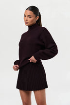 Pleated Knit Sweater Mini Skirt