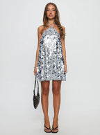 Fluorescents Halter Mini Dress Silver