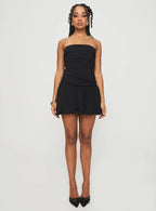 Glamour Girl Strapless Bubble Hem Mini Dress Black