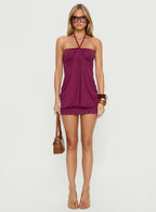 Jordonna Gathered Halter Mini Dress Cherry
