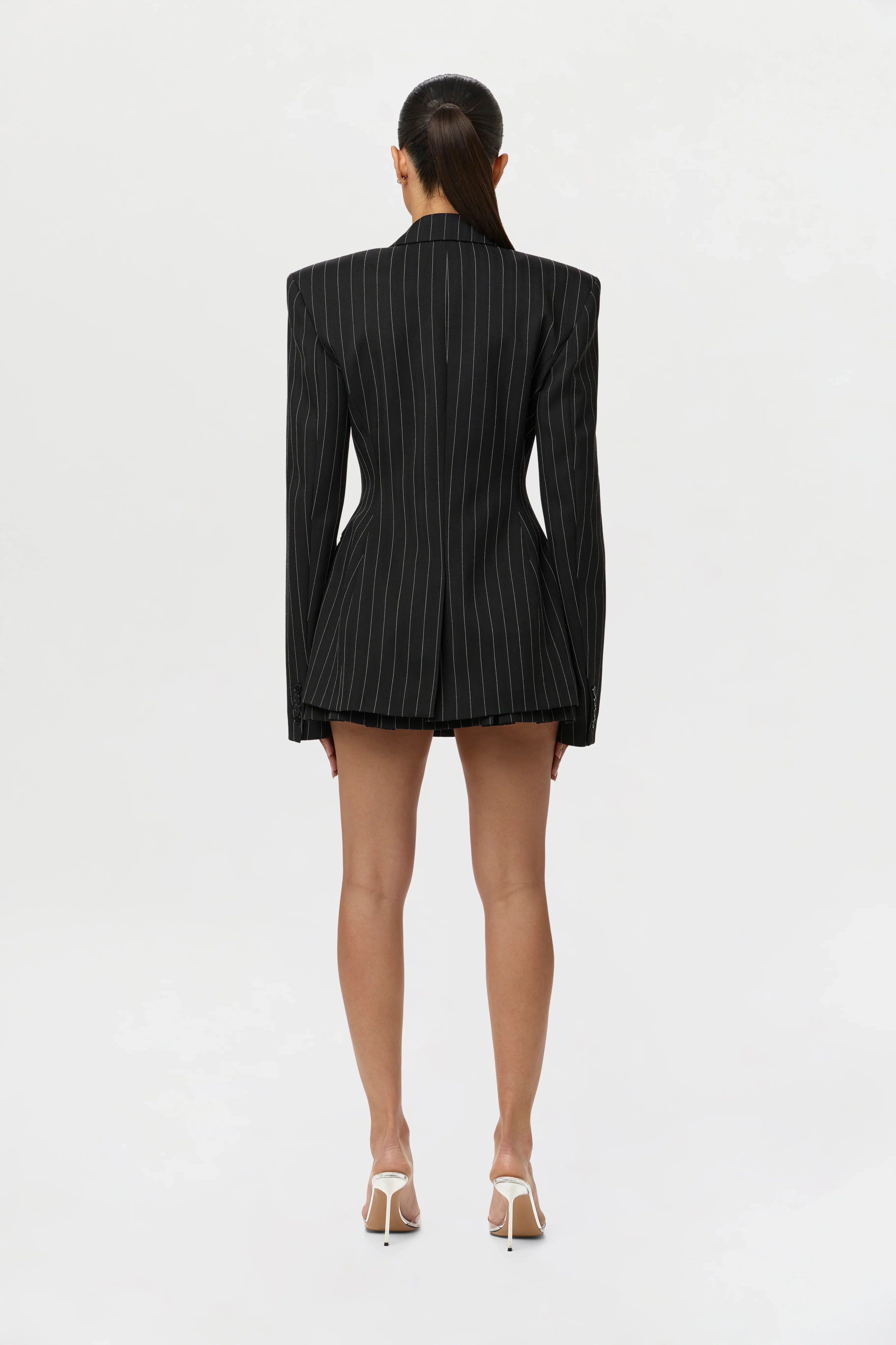 Pinstripe Suiting Pleated Mini Skirt