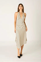 Polka Dot Halter Midi Dress