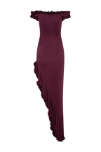 Arielle Off Shoulder Ruffle Midi Dress - Plum