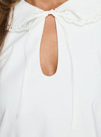 You've Got Mail Lace Trim Keyhole Mini Dress White