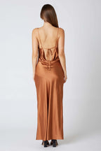 Cowlback Satin Maxi Dress