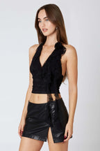 Lace Ruffle Halter Top