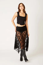 Lace Asymmetrical Midi Skirt
