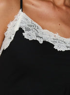Esadora Lace Asymmetrical Mini Dress Black / Cream