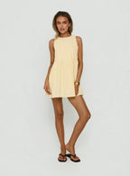 Dreamboat Pleated Mini Dress Yellow