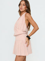 Joelie Halter Draped Mini Dress Pink / Grey Stripe