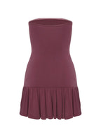 Love Lingers Strapless Mini Dress Burgundy