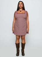 Dasha Mini Dress Red Check Curve