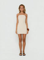Antonie Strapless Textured Mini Dress Cream