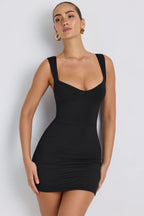 Modal Sweetheart Neckline A-Line Mini Dress in Black