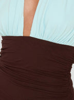 Nalomi Halter Mini Dress Brown / Blue