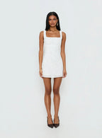 Donnamarie Embroidered Mini Dress White