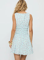 Alonah Shirred Mini Dress Blue Floral