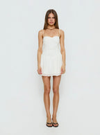 So At Peace Sweetheart Drop Waist Mini Dress White