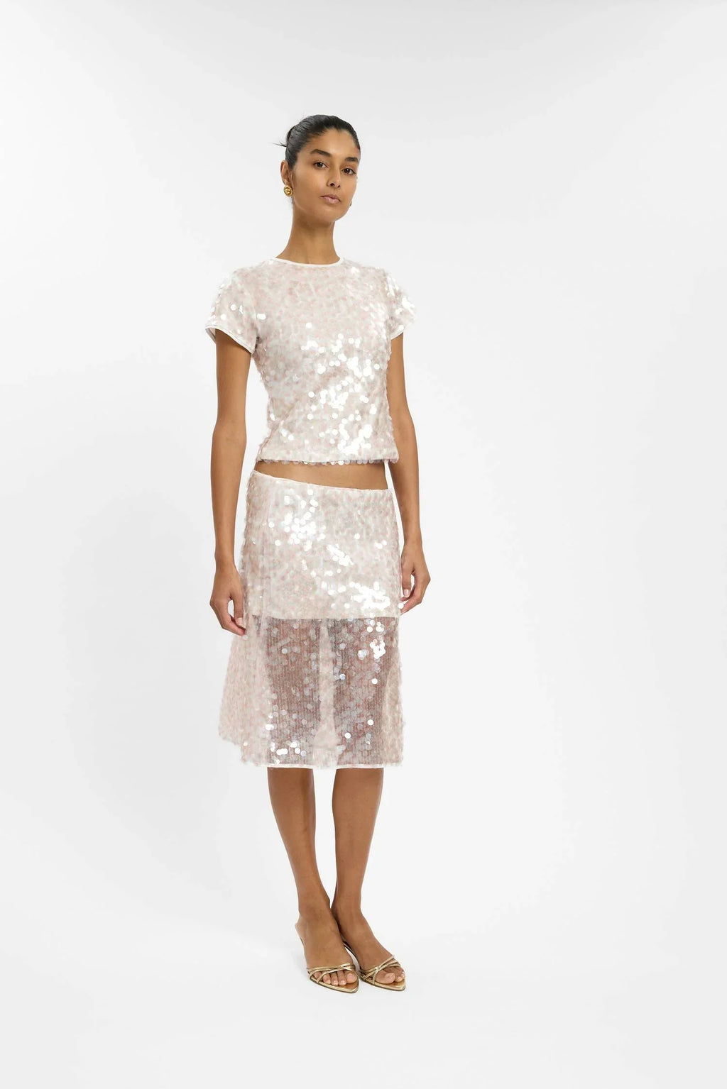 Midi Skirt | Pink Sequin