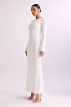 Tarna Slinky Fishtail Maxi Dress - Ivory