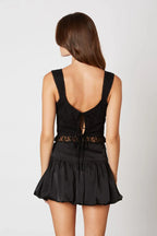 Lace Ruffle Bow Top