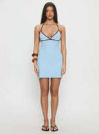 Baseline Halter Rib Mini Dress Blue / Brown