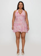 Valorie Halter Mini Dress Pink Curve
