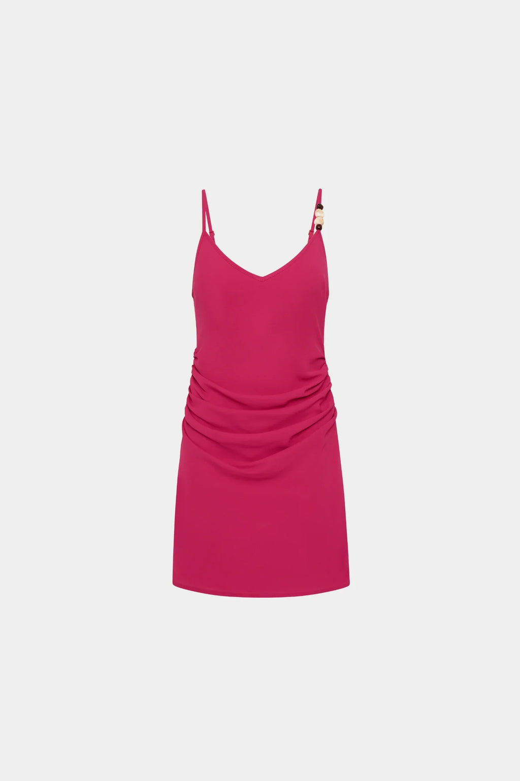Georgette Draped Mini Dress | Beaded Fuchsia