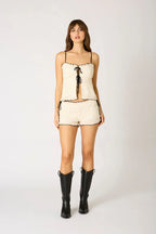 Ruffle Tie Smocked Top