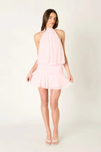 Flouncy Mesh Mini Dress