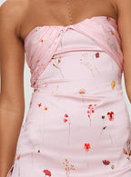 Irena Strapless Mini Dress Pink Floral